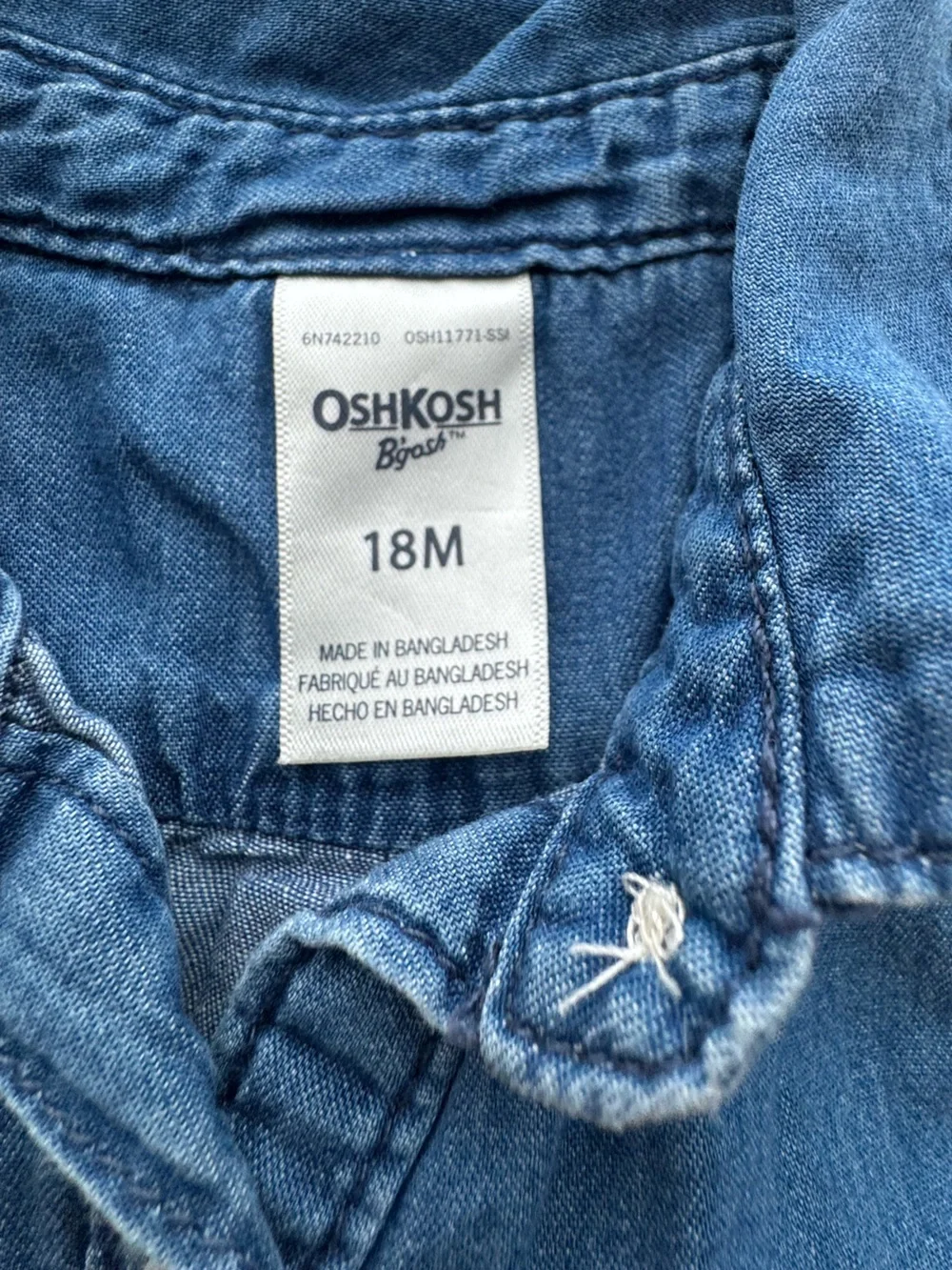 OshKosh B'gosh Toddler Girls Dress Bundle 18M Denim Tulle & Blue Floral Dress